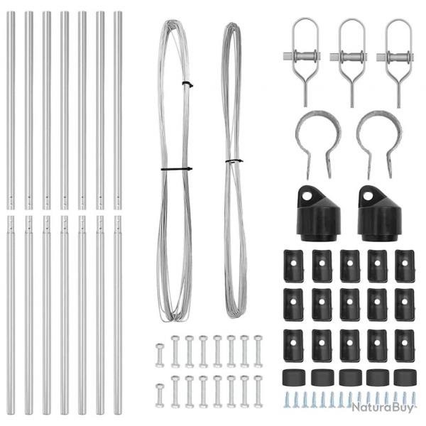 Set de poteaux de clture 7 pcs Argent 32mm 190 cm
