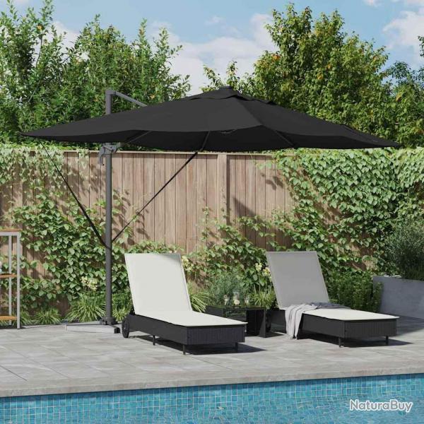 Parasol dport Roma avec LEDs, noir, 352 x 251 x 265 cm en aluminium