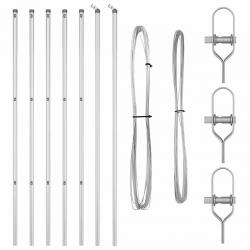 Set de poteaux de clôture 7 pcs Argent Ø32mm 210 cm