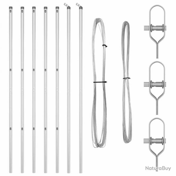 Set de poteaux de clture 7 pcs Argent 32mm 210 cm