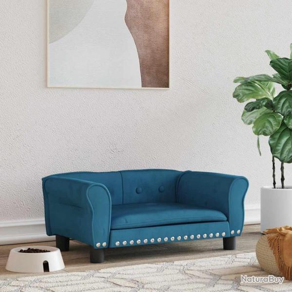 Lit pour chien bleu 70x45x30 cm velours