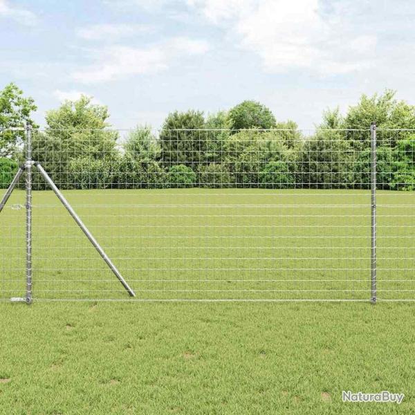 Clture Euro avec 13 poteaux 1 x 25 m en acier galvanis