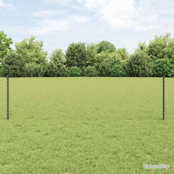 Poteaux de Clture 11 pcs U-Channel Gris 60 cm Acier