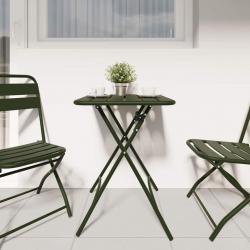 Table de jardin pliante vert foncé 55x55x73 cm - En acier