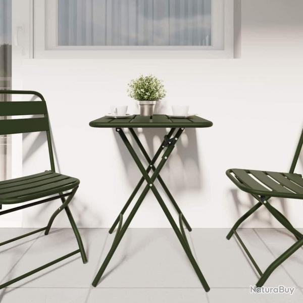 Table de jardin pliante vert fonc 55x55x73 cm - En acier