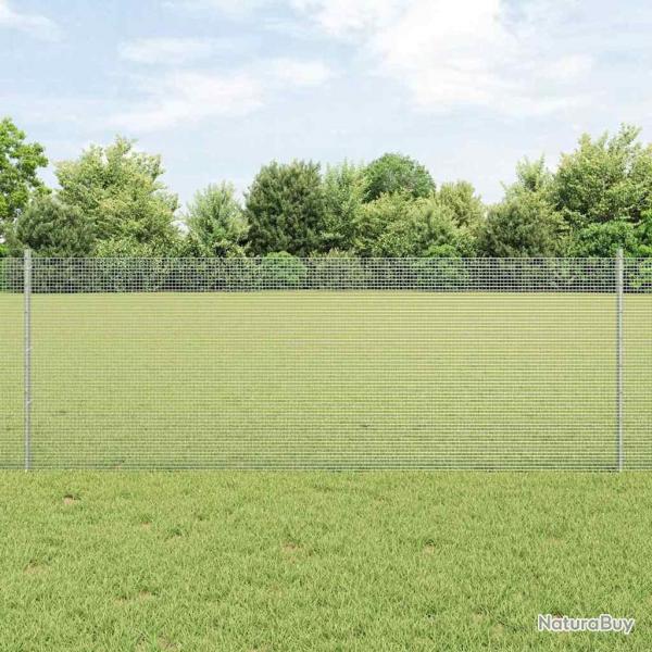 Clture en fil soud avec 22 poteaux en U Argent 0.8x50 m Acier