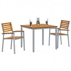 Ensemble de salle à manger de jardin 3 pièces en bois massif d'acacia et métal