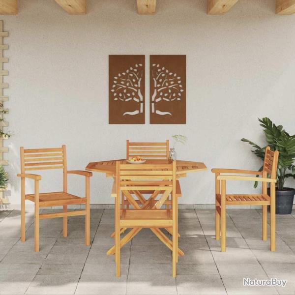 Chaises empilables de jardin 4 pcs Marron 55,5 x 55,5 x 90 cm