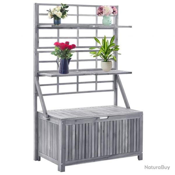 Bote de rangement avec treillis Gris 99x55x160cm Acacia solide