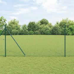 Clôture en Fil Soudé avec 13 Poteaux Pointus Verts 1,5x25 m Acier