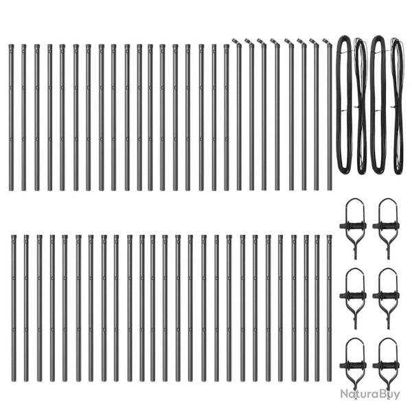 Poteaux de clture 52 pcs Gris 32 mm 80 cm Acier galvanis