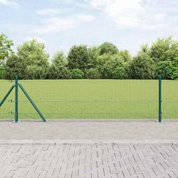 Clôture en Fil Soudé avec 7 Poteaux Flanqués Vert 0,6x10 m Acier