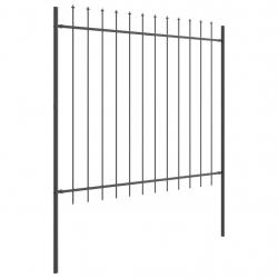 Clôture de jardin Gris 5.1 x 1 m Acier enduit de poudre