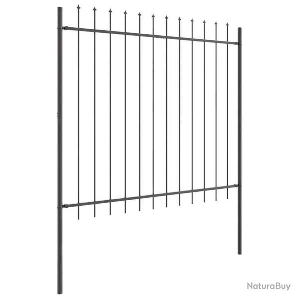 Clture de jardin Gris 5.1 x 1 m Acier enduit de poudre