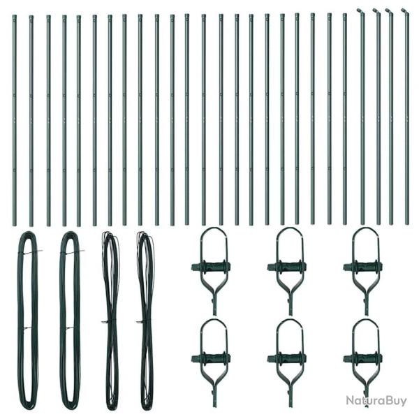 Poteaux de clture 26 pcs Vert 32 mm 210 cm Acier galvanis