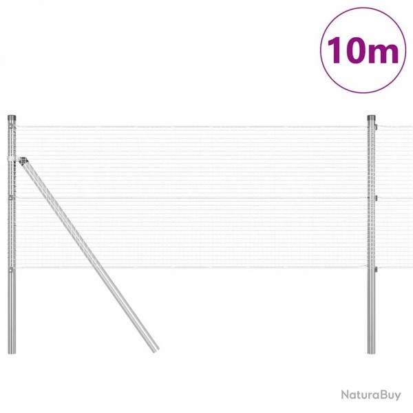 Clture en fil soud avec 7 poteaux 0.4x10 m Acier galvanis