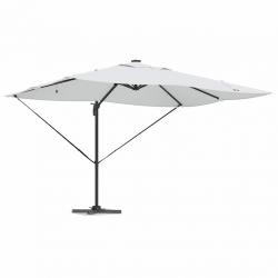 Parasol cantilever Roma avec LEDs en sable, 352 x 251 x 265 cm, en aluminium