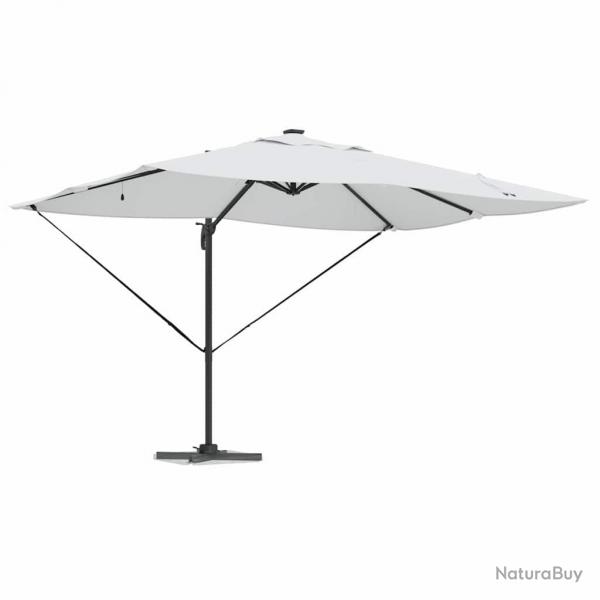 Parasol cantilever Roma avec LEDs en sable, 352 x 251 x 265 cm, en aluminium