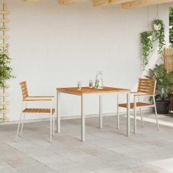 Chaises de jardin empilables 2 pièces en bois massif teck et acier inoxydable