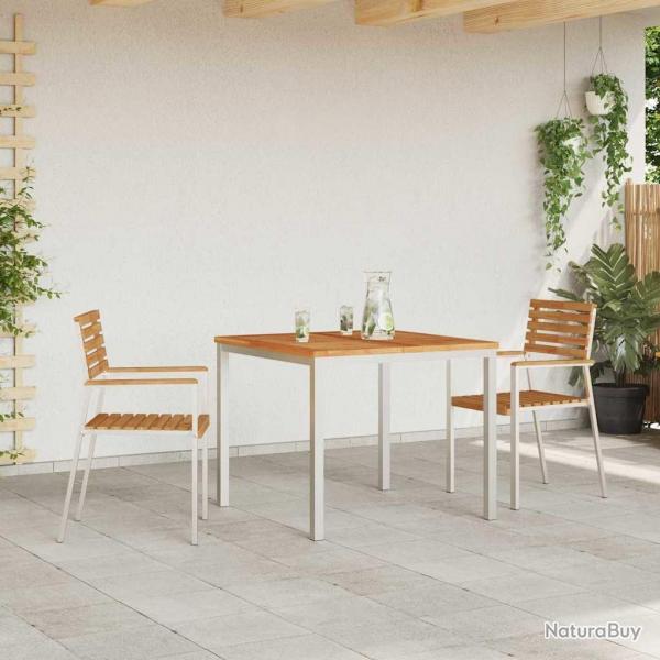 Chaises de jardin empilables 2 pices en bois massif teck et acier inoxydable