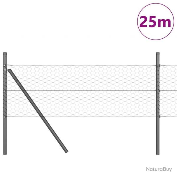 Clture Hexagonale Gris 0,4x25 m Acier