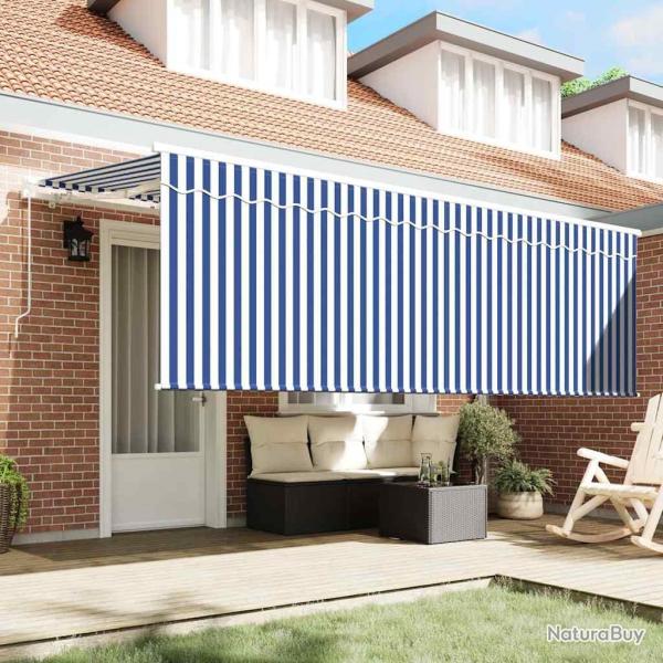 Auvent Rtractable Ray Bleu et blanc Blanc 350 x 200 cm