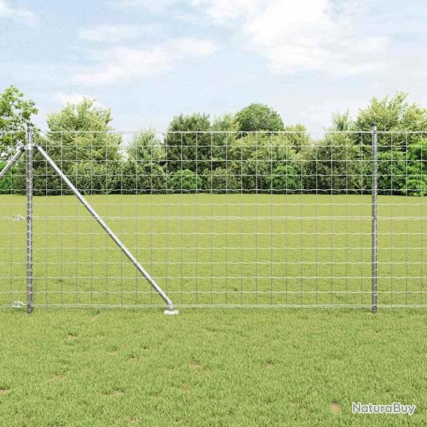 Clture Euro avec 13 piquets, 1 x 25 m en acier galvanis