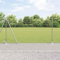 Clôture Euro avec 13 poteaux à bride 1,2 x 25 m en acier galvanisé