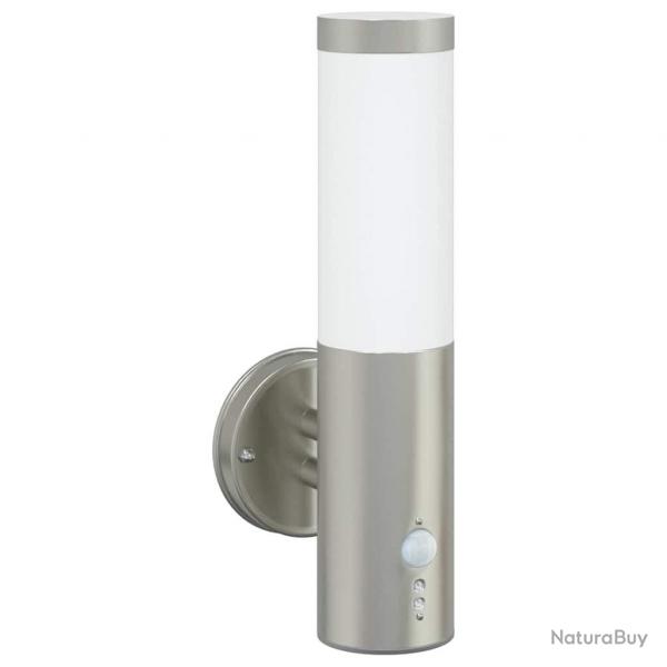 Applique Murale Extrieure Avec Dtecteur 2 pcs Argent Acier Inoxydable IP44