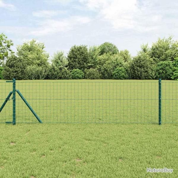 Clture Euro de avec 7 poteaux, 0,4 x 10 m en acier galvanis vert