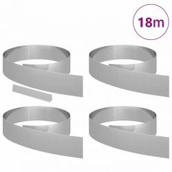 Bordure de jardin 4 pcs Argent 450 x 15 cm Acier galvanisé