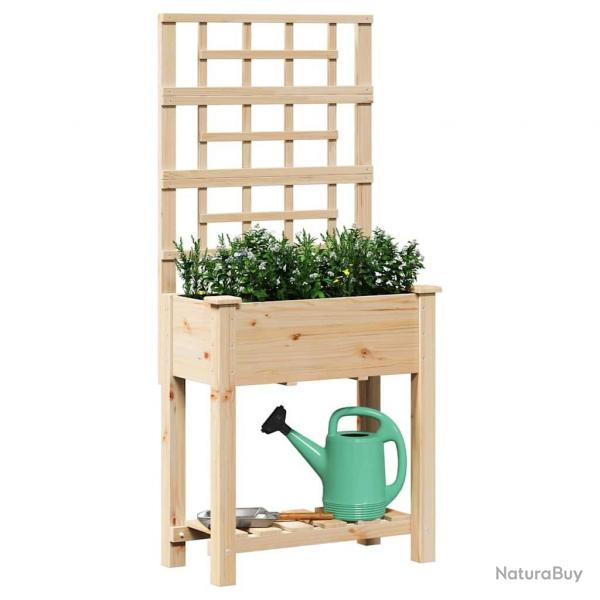 Jardinire avec treillis et tagre 71x37x152 cm en bois massif de sapin