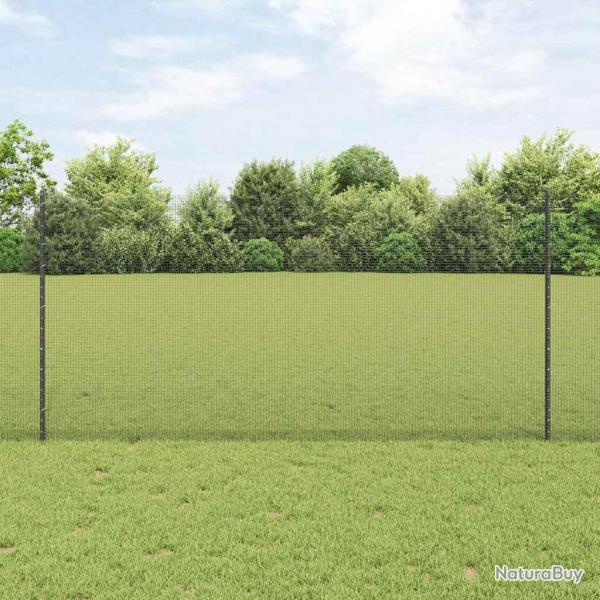 Clture en fil soud avec 44 poteaux en U Gris 1.2x50 m Acier