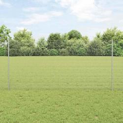Clôture en Fil Soudé avec 44 Poteaux U Argent 1.2x50 m Acier
