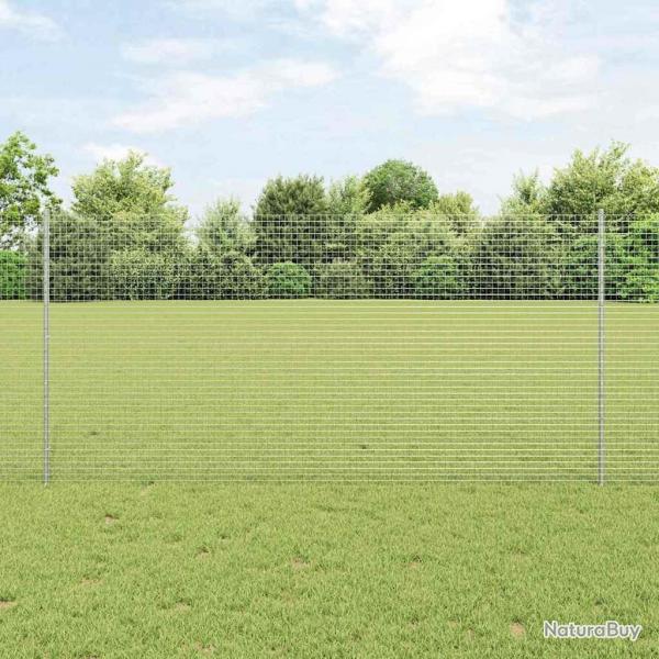 Clture en Fil Soud avec 44 Poteaux U Argent 1.2x50 m Acier