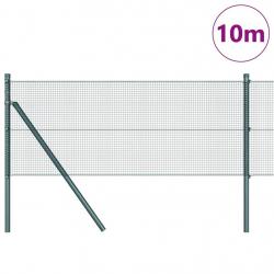 Clôture en fil soudé avec 7 poteaux Vert 0,6x10 m Acier