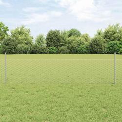 Clôture hexagonale avec 11 poteaux en U Argent 0,5x25 m Acier