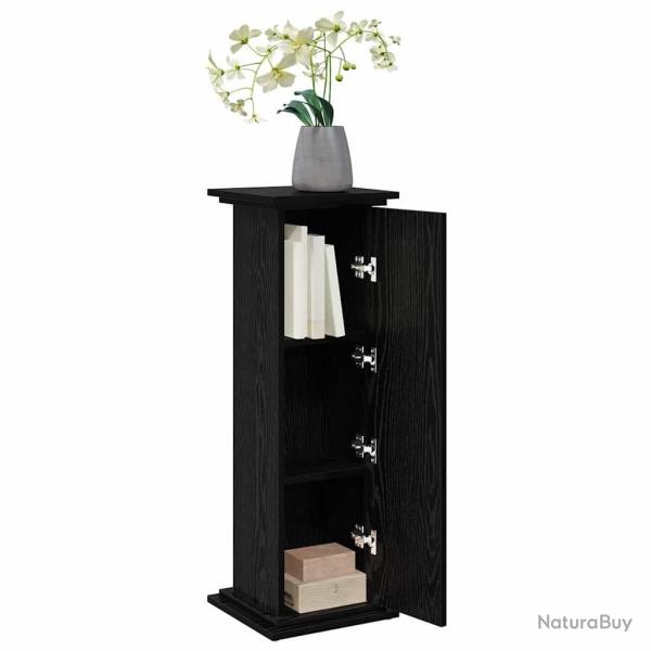 Support d'affichage avec rangement en chne noir - 31x30x90 cm. Bois d'ingnierie.