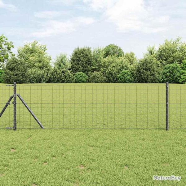 Poteaux de clture 52 pcs gris 32 mm 100 cm en acier galvanis