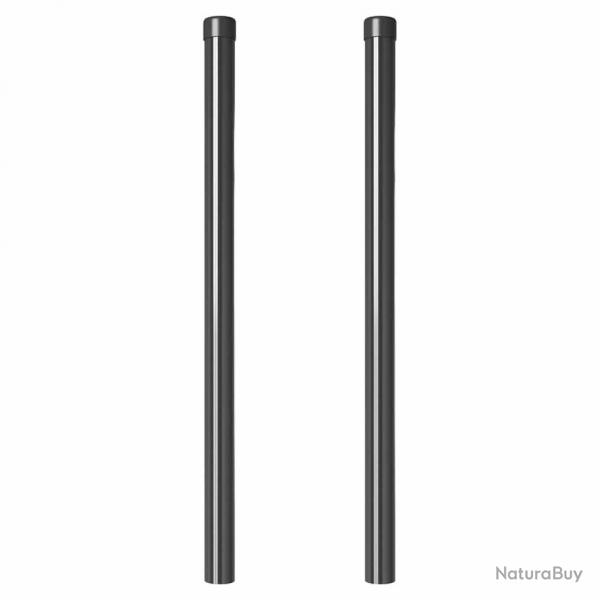 Poteaux de clture 2 pcs Gris 80 cm Acier peint par poudre