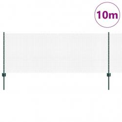 Clôture en fil soudé avec 5 poteaux en U Vert 0.8x10 m Acier