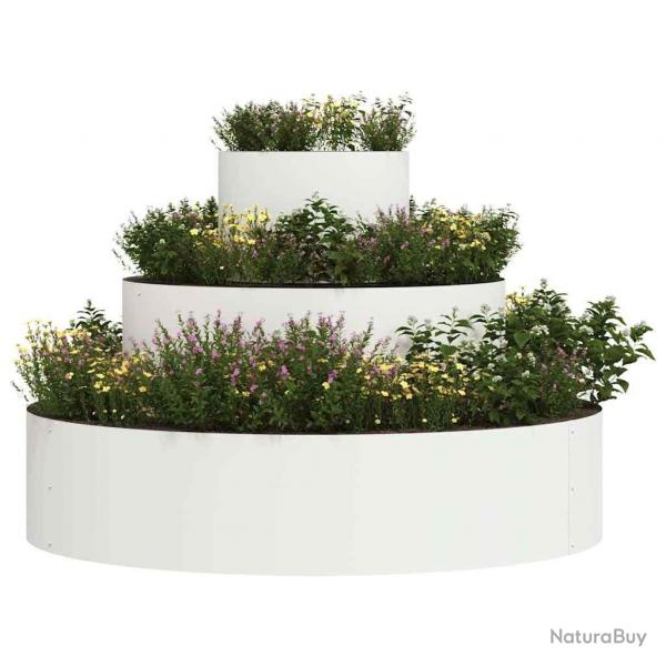 Grand pot en mtal Acier/Blanc Acier revtu de poudre Grand