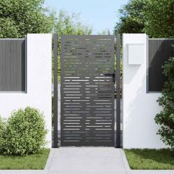 Porte de Jardin Noir 105 x 175 cm Acier peint par poudre