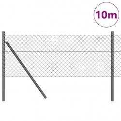 Jeu de Poteaux de Clôture Gris 0.4 x 10 m Acier galvanisé