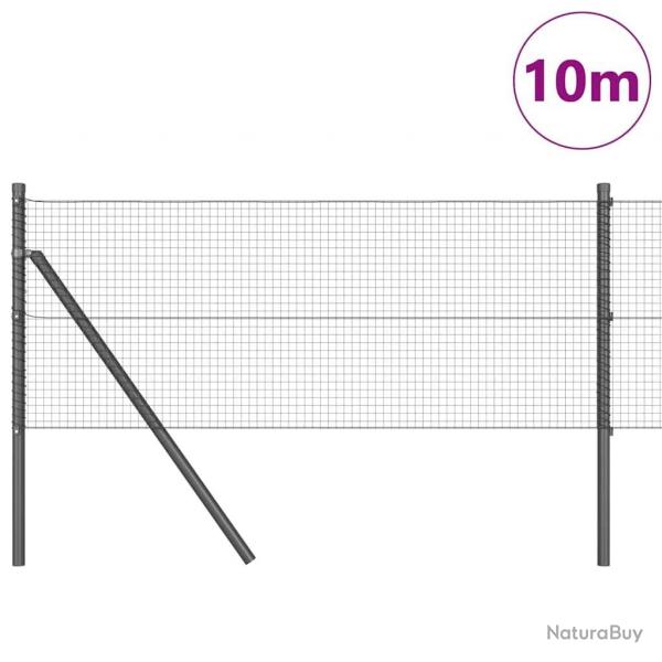 Clture en fil soud avec 7 poteaux Gris 0.4x10 m en acier