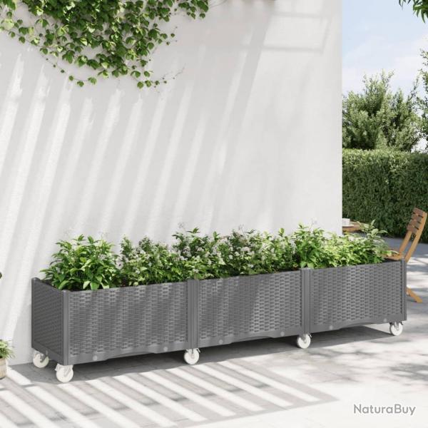 Jardinire  roulettes gris clair 240x50x54 cm PP
