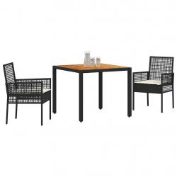 Ensemble de salle à manger 3 pièces Noir Bois Durable