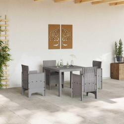 Ensemble de salle à manger de jardin 5 pcs Gris clair