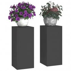 Supports de Plantes Outdoor Colonne 2 pcs Noir 24x24x55 cm Acier
