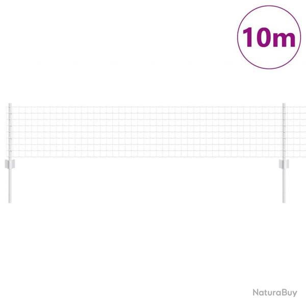 Clture Euro avec 5 poteaux en U Argent 0,4x10 m Acier